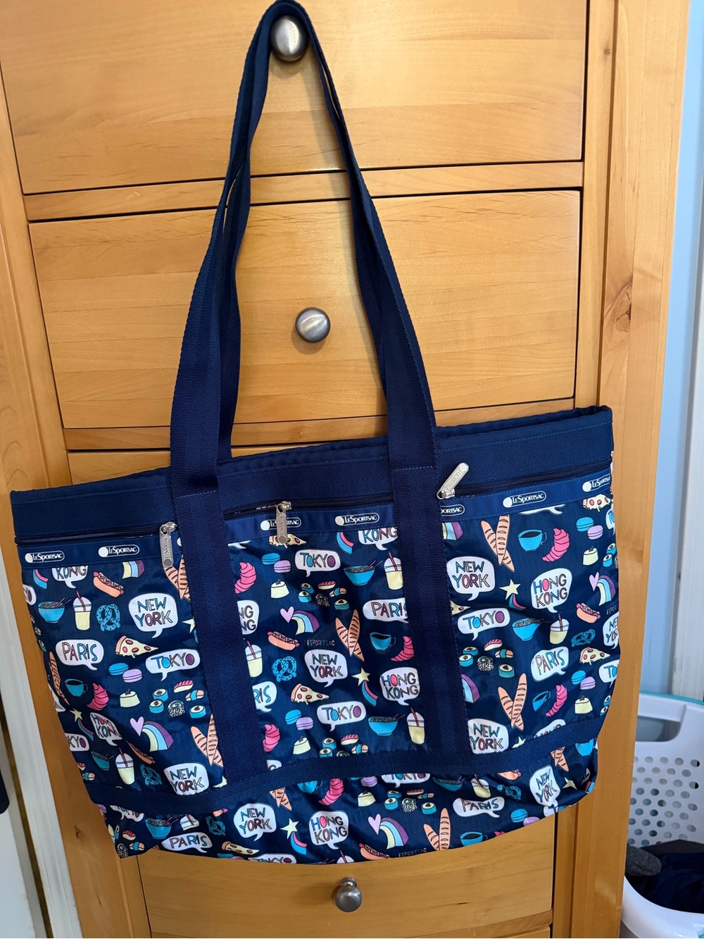 Lesportsac Navy City-Icon Printed Tote with Dual Straps